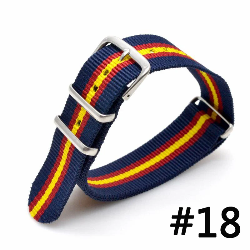 10pcs/set Nato Nylon Strap Army Sport Watch Band Canvas Striped Wristband Substitute DW Watch 18mm 20mm 22mm24mm Watch Strap