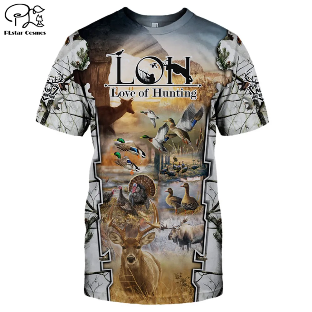 

PLstar Cosmos deer hunting 3D printed t shirts harajuku streetwear tees summer short sleeve women for men Tshirt drop shipping