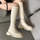 Зимние женские сапоги с длинным ремешком 2022, роскошные сапоги до колена на платформе Ytmtloy, на молнии, с круглым носком, на квадратном каблуке, сексуальные женские сапоги