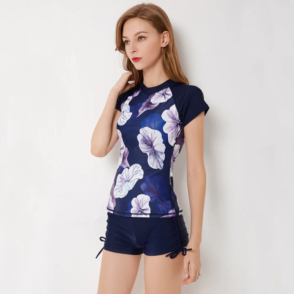 Темно-синий Рашгард для серфинга плюс размер купальники женщин rashgurad купальник с