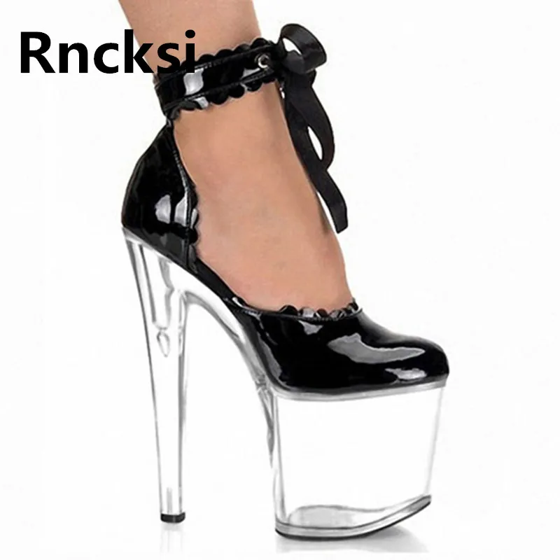 

Rncksi New Round Toe Sexy Straps Women 10cm High-Heeled Platform Pole Dance Shoes 20cm Stiletto Heel Ankle Women's Pumps