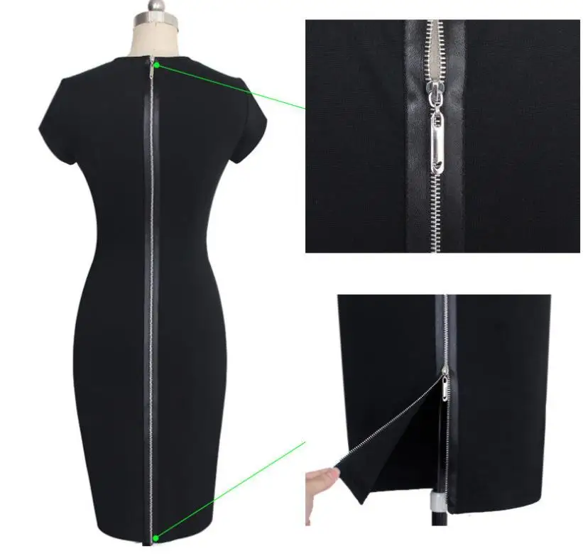 Женское платье карандаш облегающее черное с сеточкой на молнии сзади|dresses for big