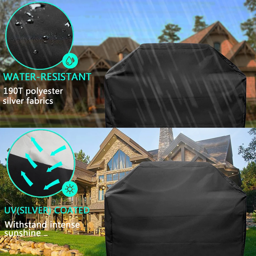 

BBQ Cover Outdoor Dust Waterproof Weber Heavy Duty Grill Cover Rain Protective Outdoor Barbecue Cover Round Bbq Grill Black