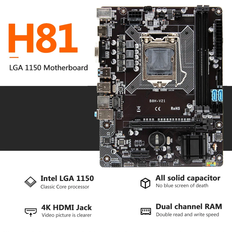 Комплект материнской платы H81 LGA1150 для настольных ПК с процессором Intel G1820 и