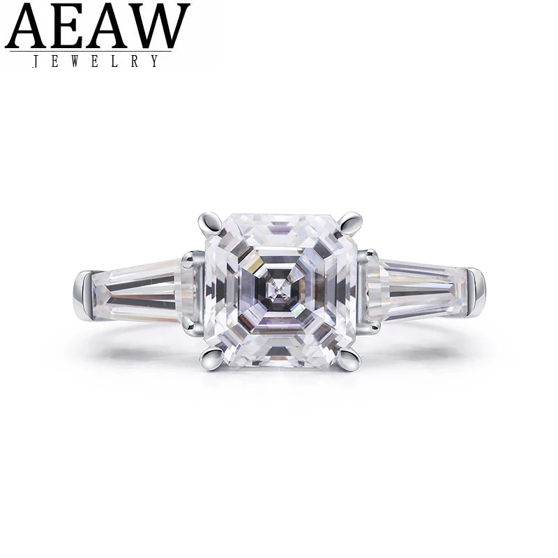 

0.7carat DEF Color Asscher Cut Excellent Cut VVS1 Moissanite Engagement Ring Real 14K White Gold For Women Fine Ring Certificate