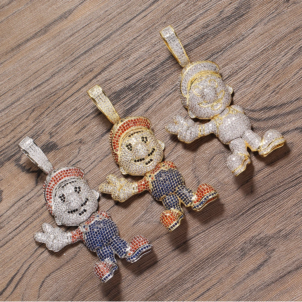 Большой Размеры высокого качества латунь камни CZ подвеска в стиле хип-хоп