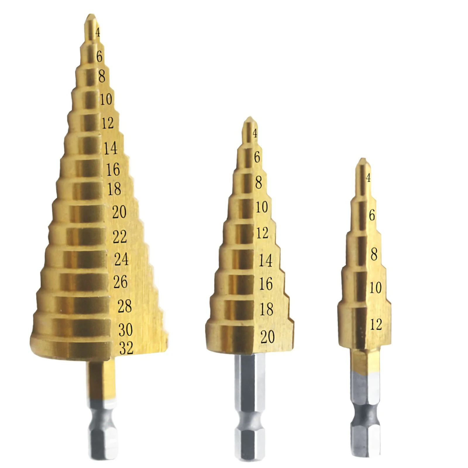 

4-12mm HSS Step Drill Bit Straight Groove Step Drill Bit Titanium Coated Wood Metal Hole Cutter Core Drill Bit Metric