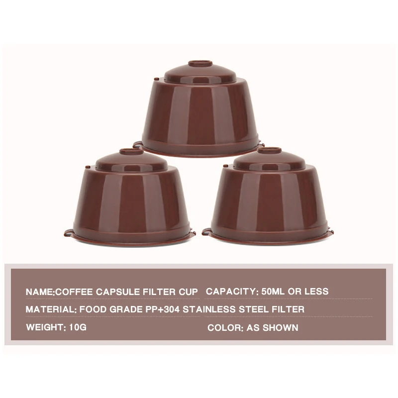 

6Pcs Coffee Filter Cup With Spoon Brush Fit For Dolce Gusto Reusable Coffee Capsule Filters Baskets Capsules Kitchen Cafe Tools