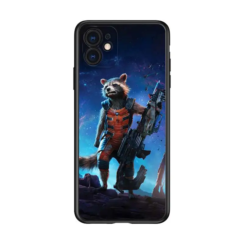 

Rocket Raccoon Marvel for Apple iPhone 12 Pro Max Mini 11 Pro XS Max X XR 6S 6 7 8 Plus 5S SE2020 Soft Black Phone Case