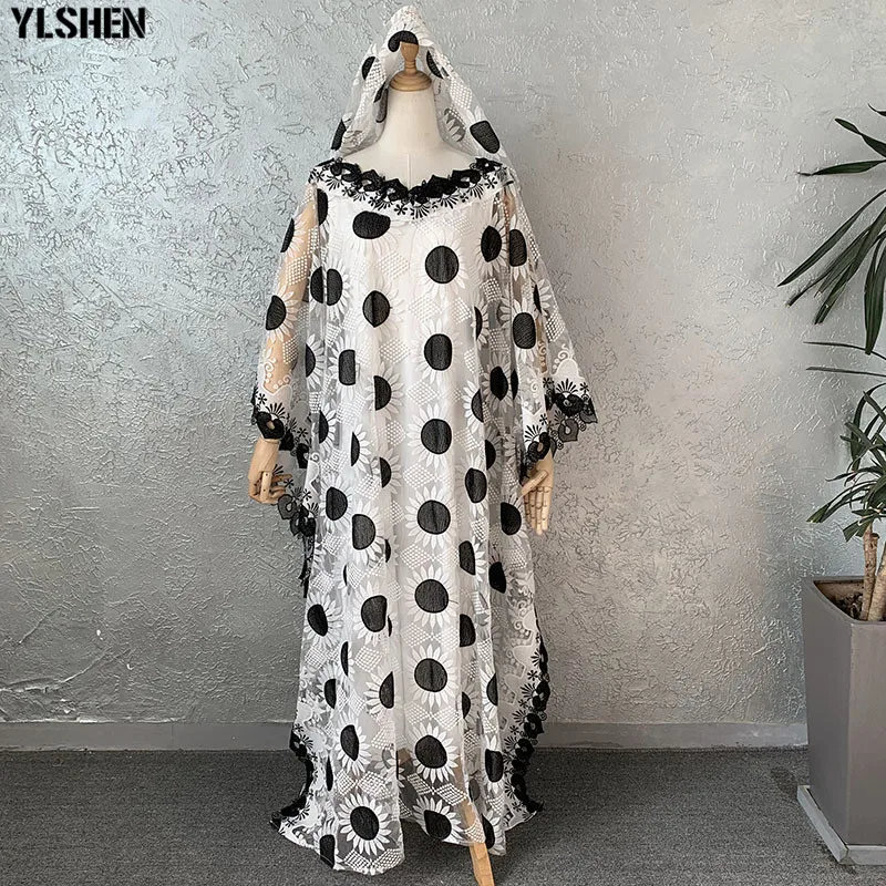 

Длинные африканские платья для женщин, африканская одежда, африканский дизайн, кружевная вышивка, любовь, край, длинная рубашка Дашики, плат...