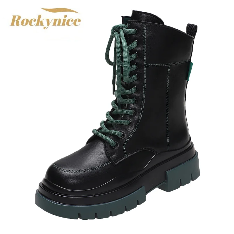 Женские мотоциклетные ботинки со шнуровкой Новые осенне-зимние женские