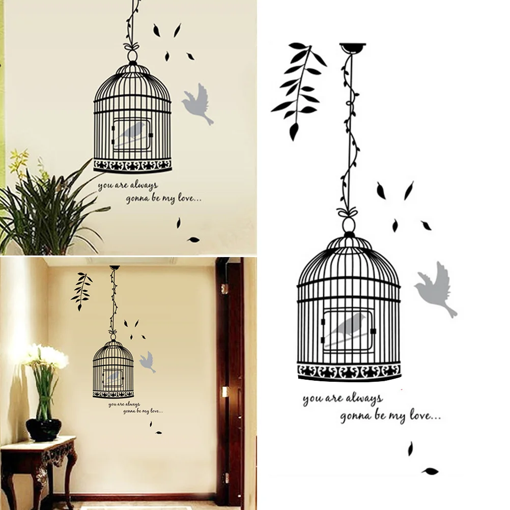 

Настенная виниловая наклейка в виде птичьей клетки, съемные художественные настенные наклейки для гостиной, телевизора, дивана, фоновое ук...