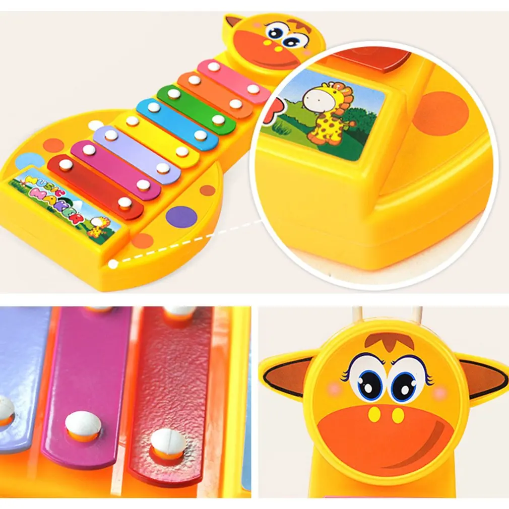 Детский ранний музыкальный инструмент 8 нот милый жираф ручная ножка пианино со