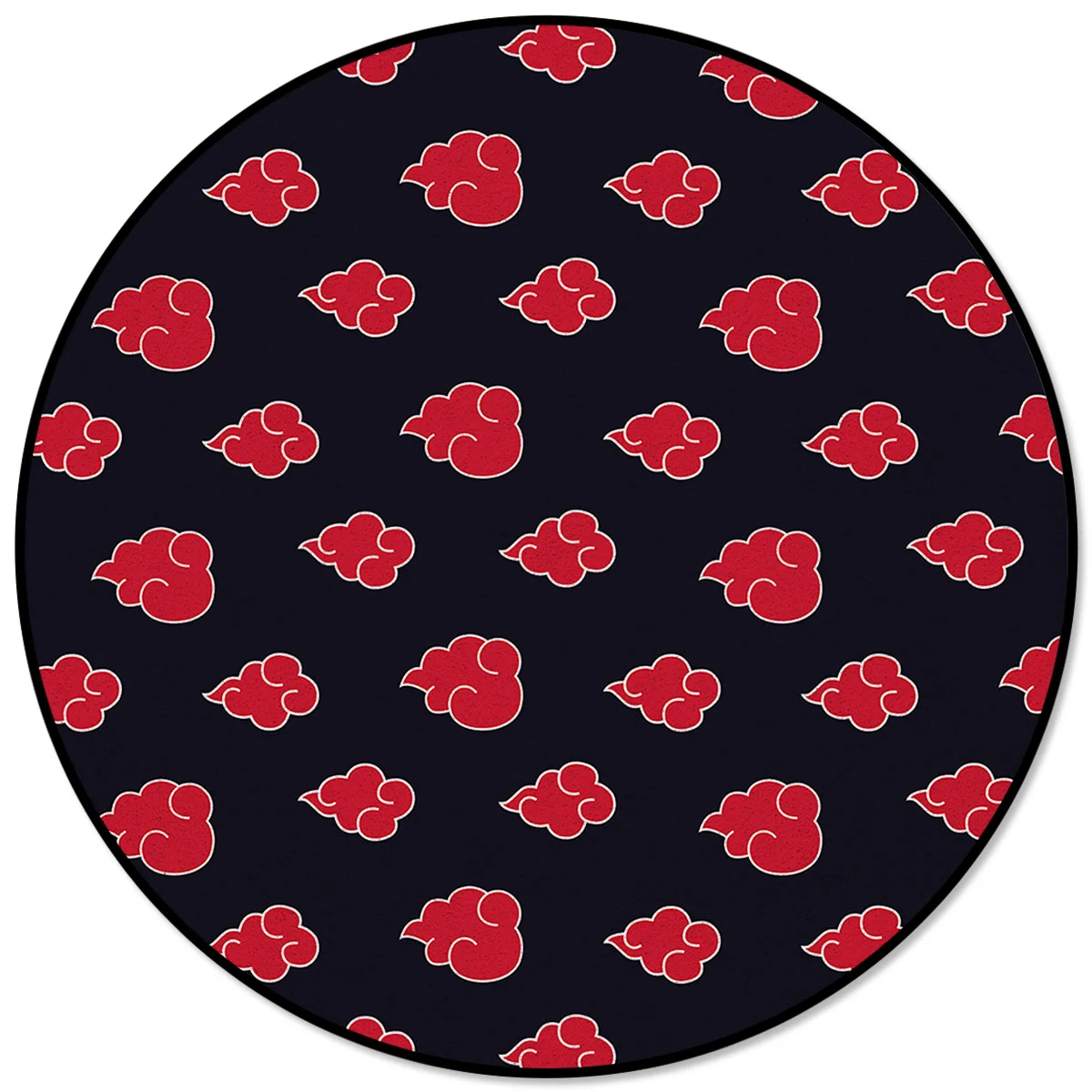 Круглый ковер с рисунком красного и благоприятного облака на черном фоне для
