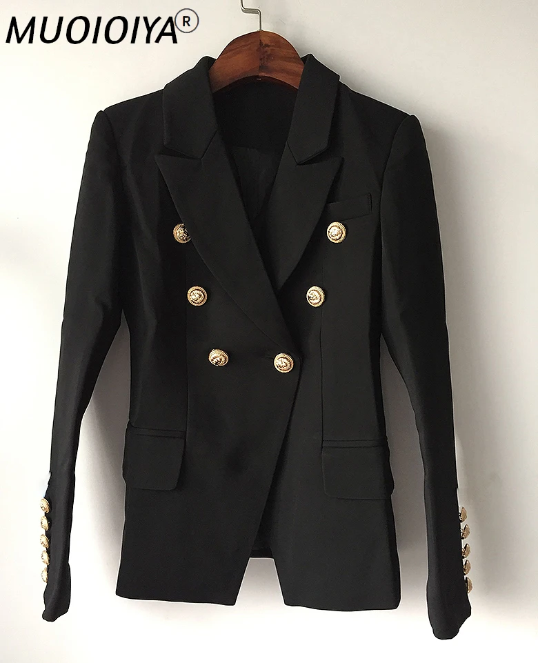 

High Quality Blazer Women 2021 Autumn Winter Double Breasted Luxury Elegant White Black Suit Jacket Tops Femme Plus Size XXXL