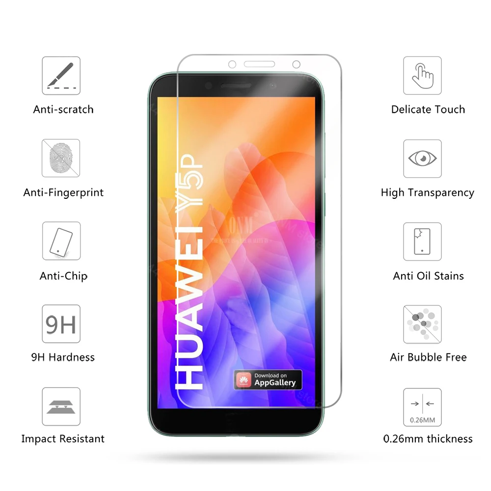 2 шт. закаленное стекло y5p для Huawei Y5p Защита экрана защитное пленка|Защитные стёкла