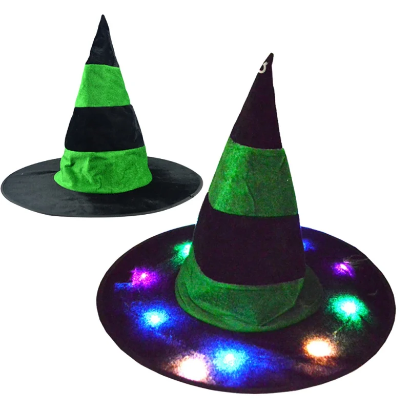 

LED Light Up Halloween Witch Hat Battery Powered Glowing Witches Hat Hanging Halloween Decor Glow Party Supplies