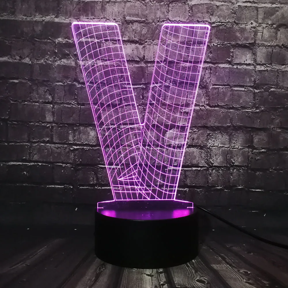 Новое 3D освещение Алфавит буквы V Виктори настольная лампа USB цветной светодиодный ночник Сенсорное украшение дома детский подарок на праздник