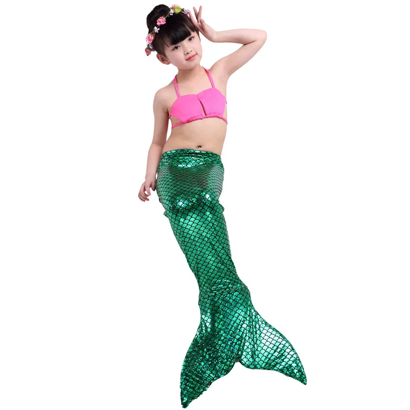Купальник Русалочки для девочек 3 шт. хвост русалки плавания комплект бикини