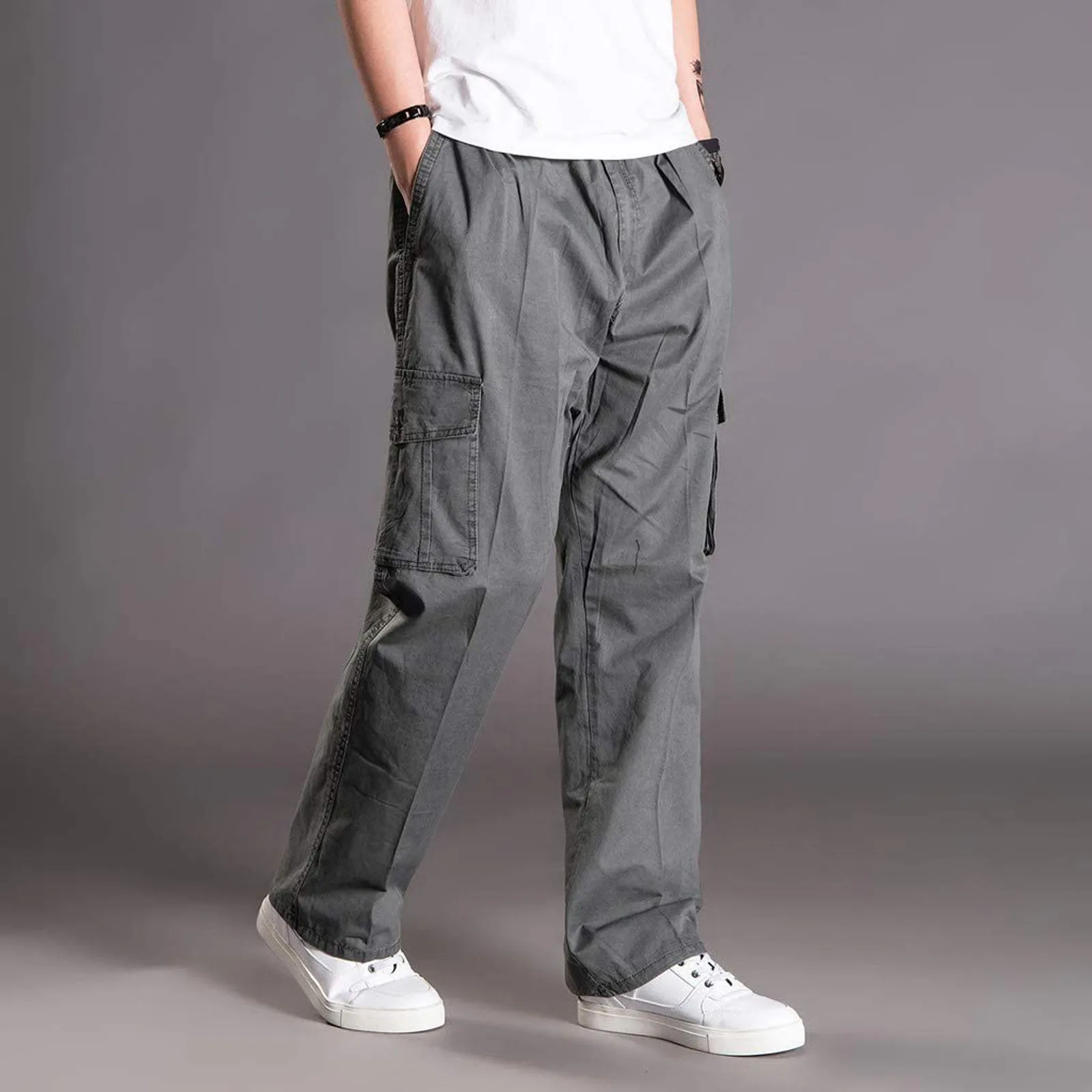 

Fashion Men's Solid Colors High Waist Sports Casual Jogging Trousers Lightweight Hiking Work Pants Outdoor Pantalones Hombre#G3