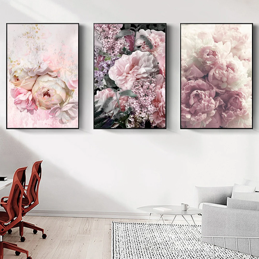 

Picture Aesthetics Beautiful Pink Bouquet Canvas Painting Wall Art Poster Mural Nordic Style Decor Home Decoration Gift Cuadros