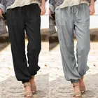 ZANZEA женские длинные брюки с широкими штанинами, повседневные свободные брюки с эластичным поясом и карманами, офисные брюки 5XL для работы, 2020