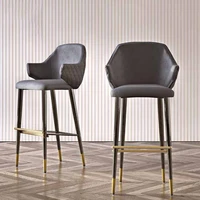 modern bar stools black bar counter stool home casual cafe furniture stainless steel base metal custom high bar chairs leather