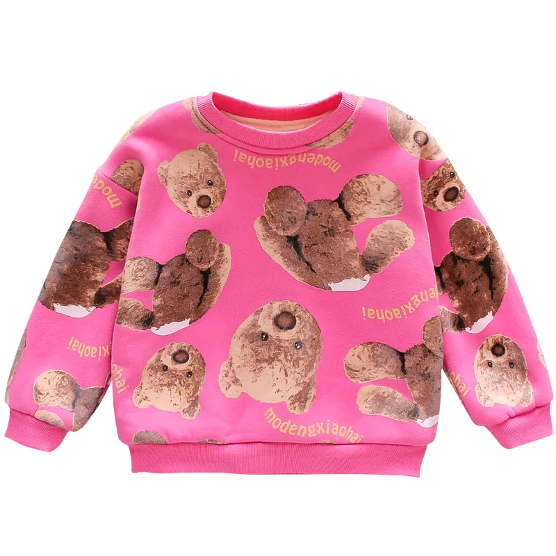 

Girls' Thickened Sweater New Winter Wear Plush Bottomed Sweater Casual Girl Sports Cartoon Top Clothes 4 6 8 10 12 Ages