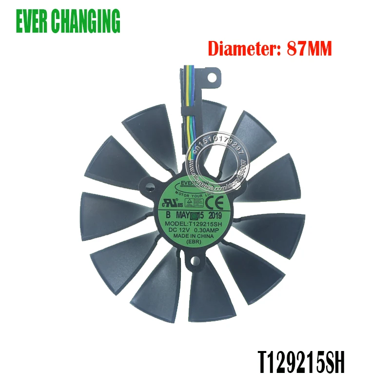 87 мм T129215SH FDC10U12S9 C 4Pin RTX 2060 2070 2080 карты охладитель вентиляторы для ASUS GeForce RTX2080 RTX2060