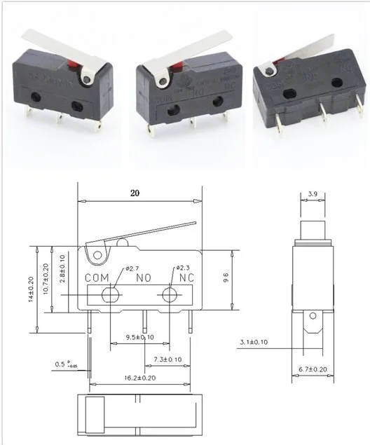 Концевой упор 5A 250VAC KW11-3Z для RS-CNC32,3 шт.