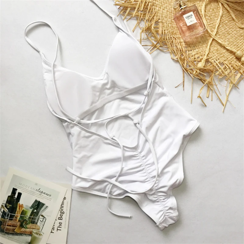 GNIM цельное Плавание костюм Для женщин Монокини 2019 пикантные однотонные бикини с