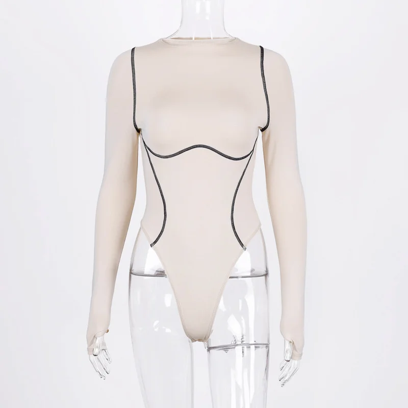 

Spring Knitted Solid Khaki Long Sleeve Bodysuit 2021 Winter Yiciya Women Sexy Bodycon Bodysuit Body Tops For Women Jumpsuit