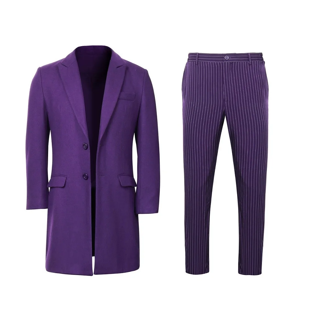 jacket with pants Бэтмен Темный рыцарь Rise Джокер Косплей наряды верхняя одежда фиолетовый куртка брюки фильм косплей костюм Хэллоуин косплей реквизит - Color: jacket with pants