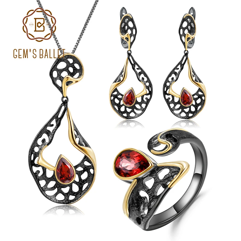 Серьги-гвоздики из серебра 925 пробы с натуральным гранатом | Украшения и