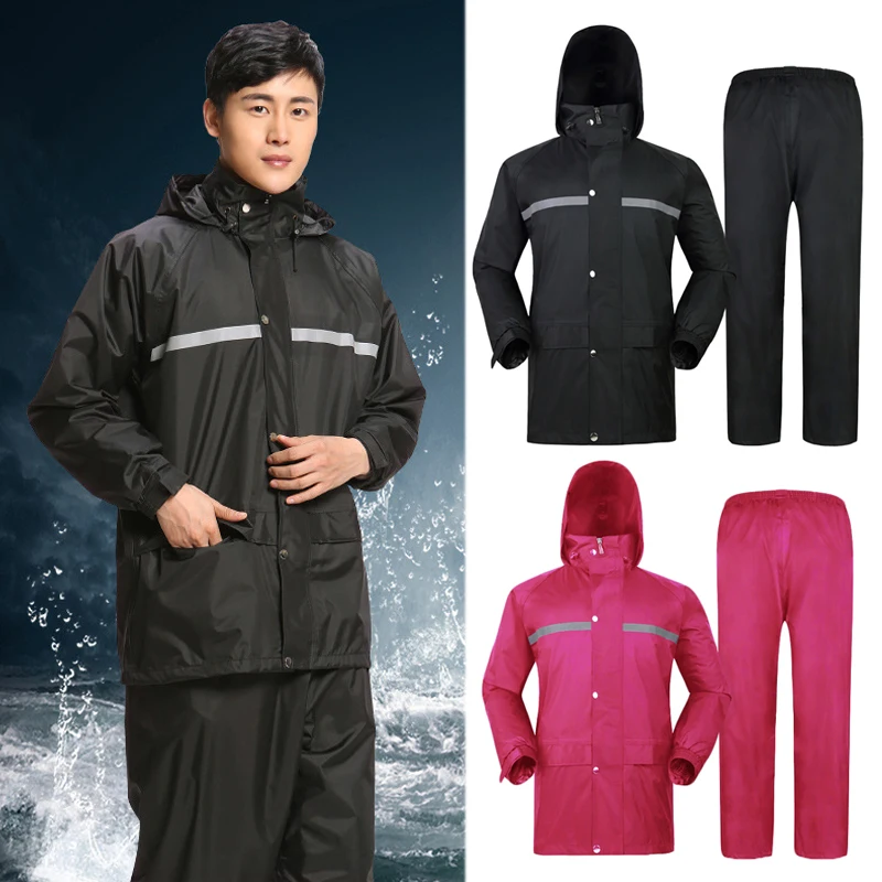 

Rain Suit Jacket & Pants Suit Raincoat Unisex Outdoor Waterproof Anti-Storm Hooded Lightweight Breathable Rain Wear SDFA