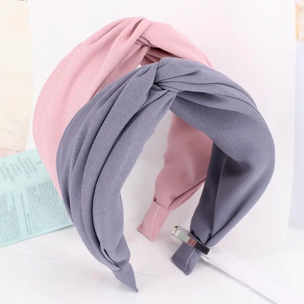 

Knot Non-slip Hair Clasp Women Wide Solid Color Hair Hoop Hair Accessories