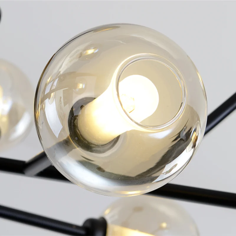 Americano globo lámpara industrial molecular lámpara de hierro negro araña de cristal vintage salón comedor soporte empotrado de LED Luz
