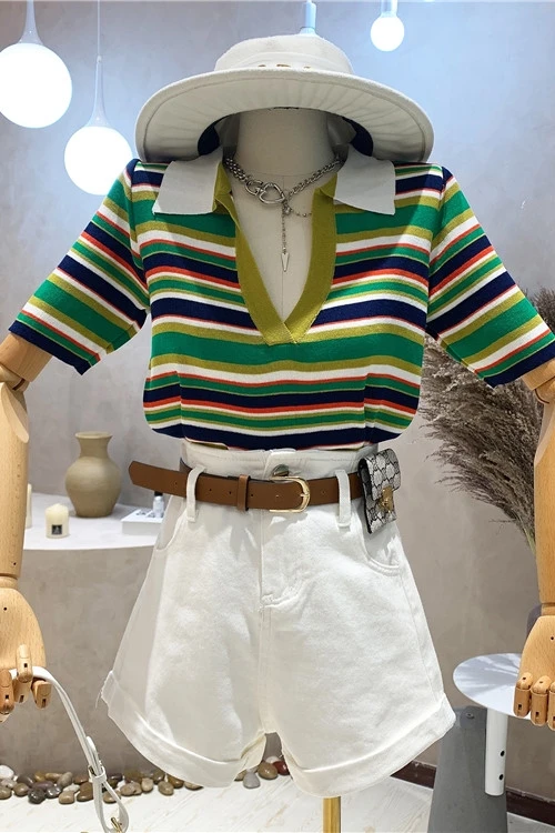 

Fashion High Waist Loose A- line Wide Leg Shorts Women's 2021 Summer New All-Matching Waist Belt Curling Jeans for Female