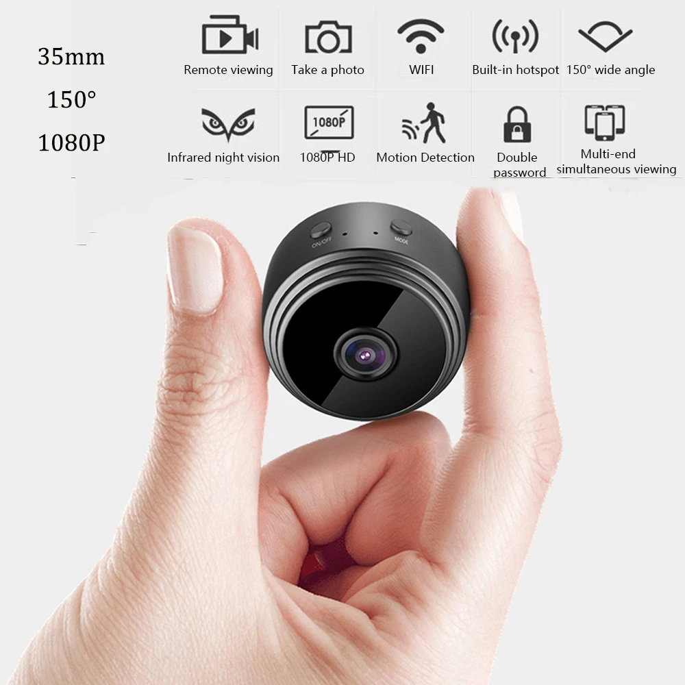 Беспроводная мини камера видеонаблюдения 1080P P2P Wi Fi HD с инфракрасным ночным