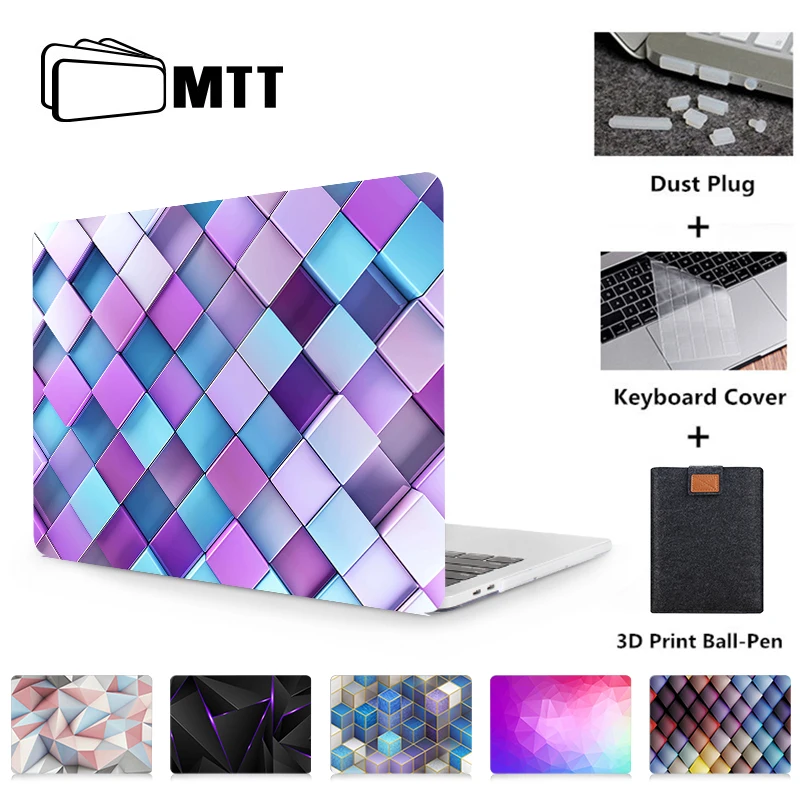 MTT 3D чехол с геометрическим рисунком для Macbook Pro retina 13 15 с сенсорной панелью для ноутбука для Mac book 12 дюймов Air 11 13 дюймов Чехол