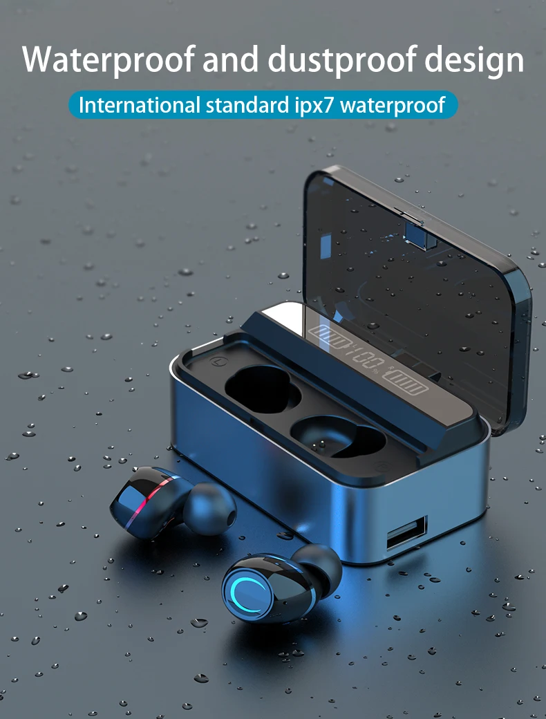 

TWS Bluetooth Stereo 9D Wireless Earphones earbuds Noise-Canceling 3000mAh 2 in 1 power bank/headset Game For IOS Android Phone