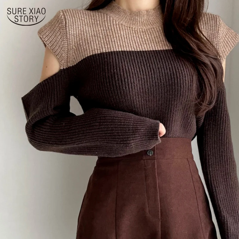 

Женский пуловер с длинным рукавом, повседневный вязаный свитер свободного покроя в Корейском стиле, модель 2021 на осень и зиму, 16140