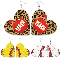 valentines day unique creative gift baseball softball leather dangle drop earrings for women girlfriend accessories