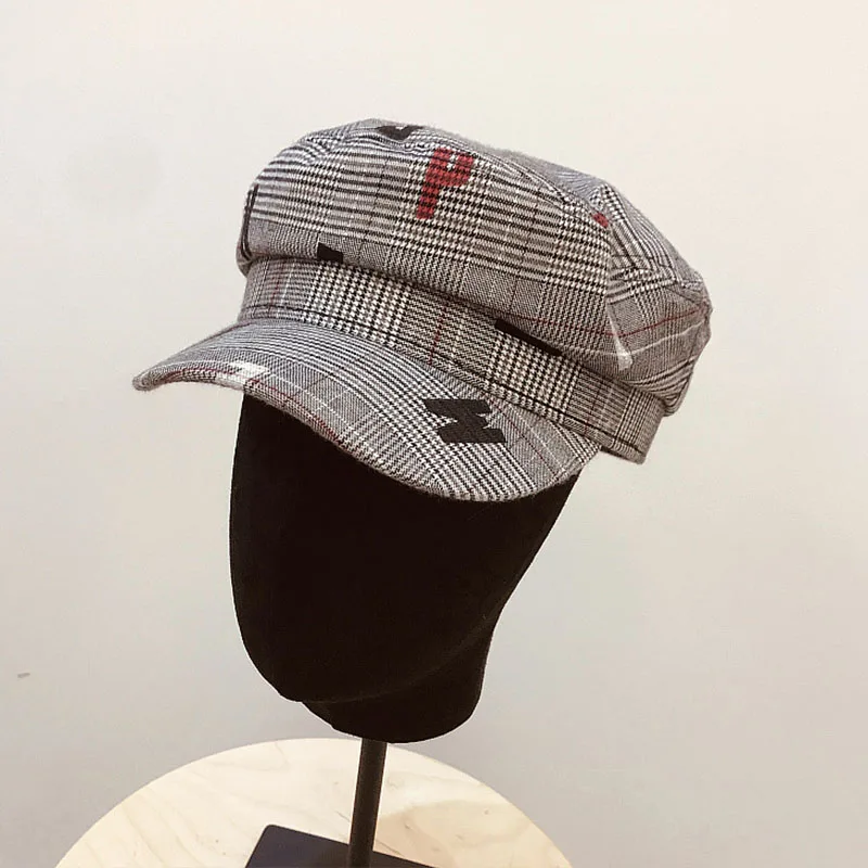 Серый Женская шерстяная шапка Newsboy берет с козырьком шапка для женщин Paperboy фуражки зимняя для девочек - Цвет: Серый