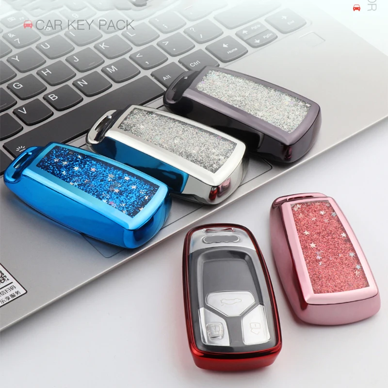 Quicksand Car Key Case For Audi A4 New A4L A5 A6L QT S5 S7 Q7 TTS Cover Fully Shell Remote Protector | Автомобили и мотоциклы