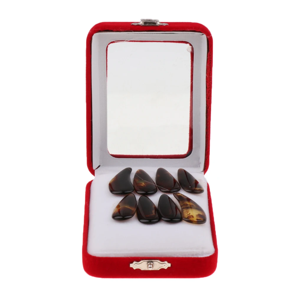 8 Pieces Gu Zheng Nails Zither Koto Finger Picks with Storage Case Portable String Instrument Parts | Спорт и развлечения