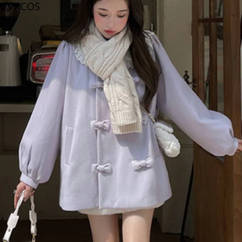 

Зимнее милое теплое шерстяное пальто, женская Повседневная Свободная куртка в стиле Лолита, женское шикарное дизайнерское плотное пальто с...