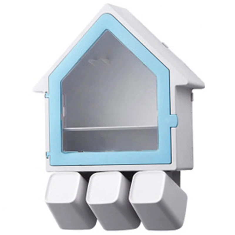 

Creative Small House Free Punch Toothbrush Rack Toiletry Mouthwash Cup Set Wall Hanging