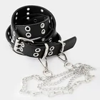 Модный ремень-цепочка, регулируемый черный двойнойодинарный люверс, металлическая пряжка, фоторемень для джинсов