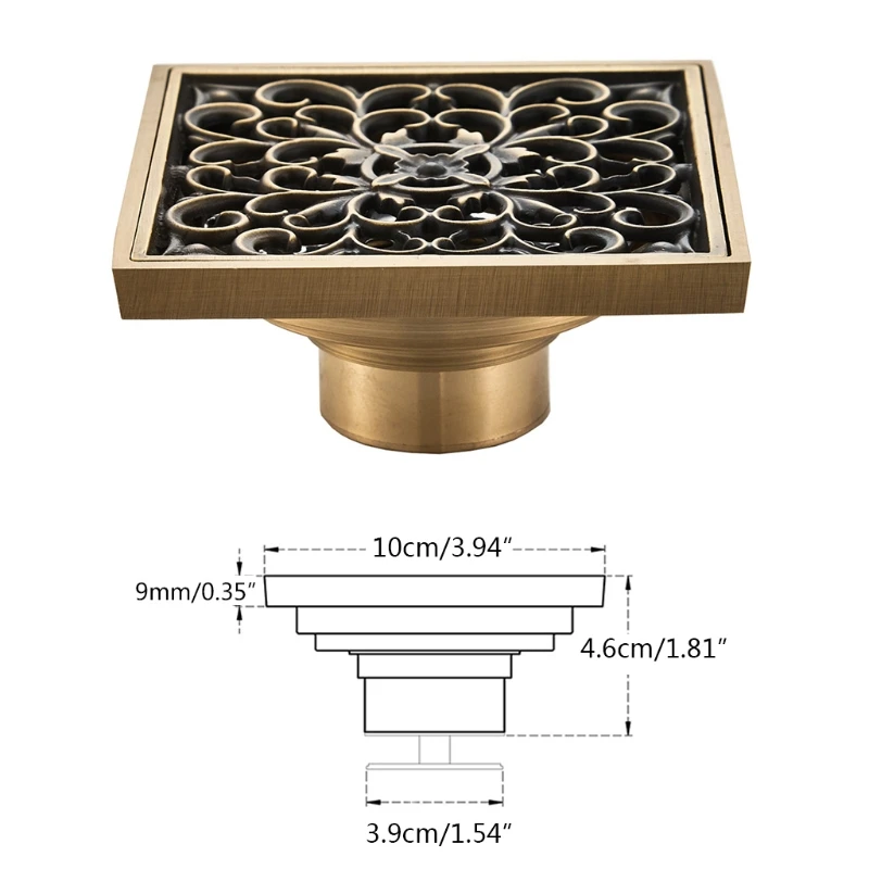 

New Euro Floor Drains Antique Brass Shower Floor Drain Bathroom Deodorant Euro Square Floor Drain Strainer Cover Grate Waste Use